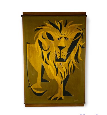 Mid-Century Wall Panel with Lion, Italy, 1960s-TXN-1420676