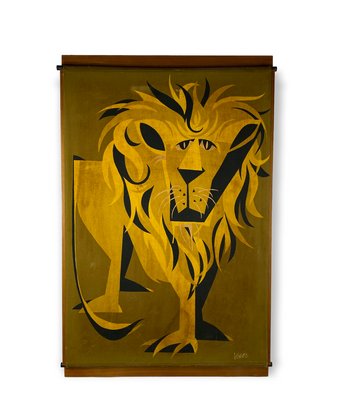 Mid-Century Wall Panel with Lion, Italy, 1960s-TXN-1420676