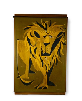 Mid-Century Wall Panel with Lion, Italy, 1960s-TXN-1420676