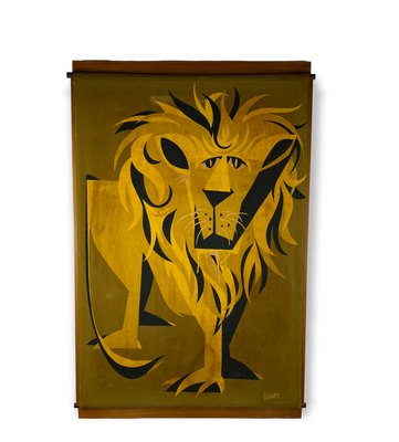 Mid-Century Wall Panel with Lion, Italy, 1960s-TXN-1420676