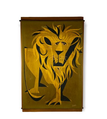 Mid-Century Wall Panel with Lion, Italy, 1960s-TXN-1420676