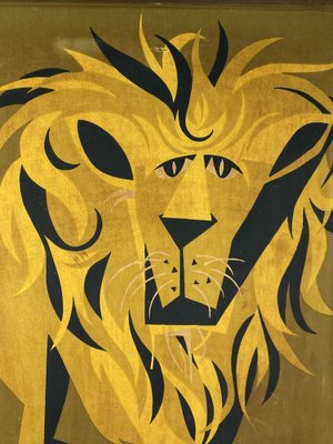 Mid-Century Wall Panel with Lion, Italy, 1960s-TXN-1420676