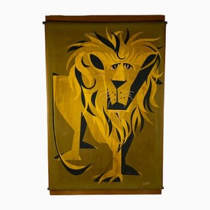 Mid-Century Wall Panel with Lion, Italy, 1960s-TXN-1420676