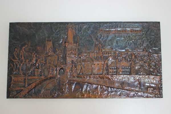 Mid-Century Wall Sculpture in Copper and Metal, 1972-TZ-1062761