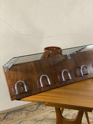 Mid-Century Wall Shelf in Chromed Metal and Glass-JXY-1790588