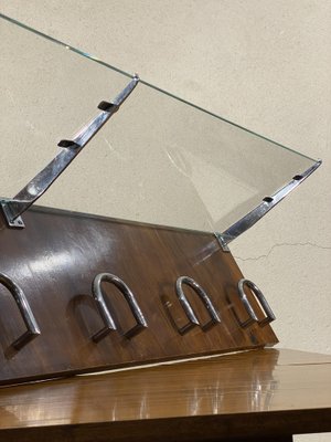 Mid-Century Wall Shelf in Chromed Metal and Glass-JXY-1790588