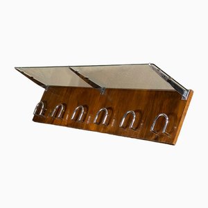 Mid-Century Wall Shelf in Chromed Metal and Glass-JXY-1790588