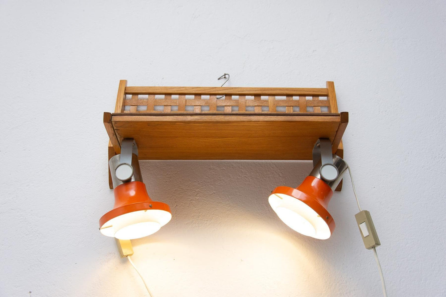 Mid-Century Wall Shelf with Built-in Lamps from ULUV, Czechoslovakia, 1960s