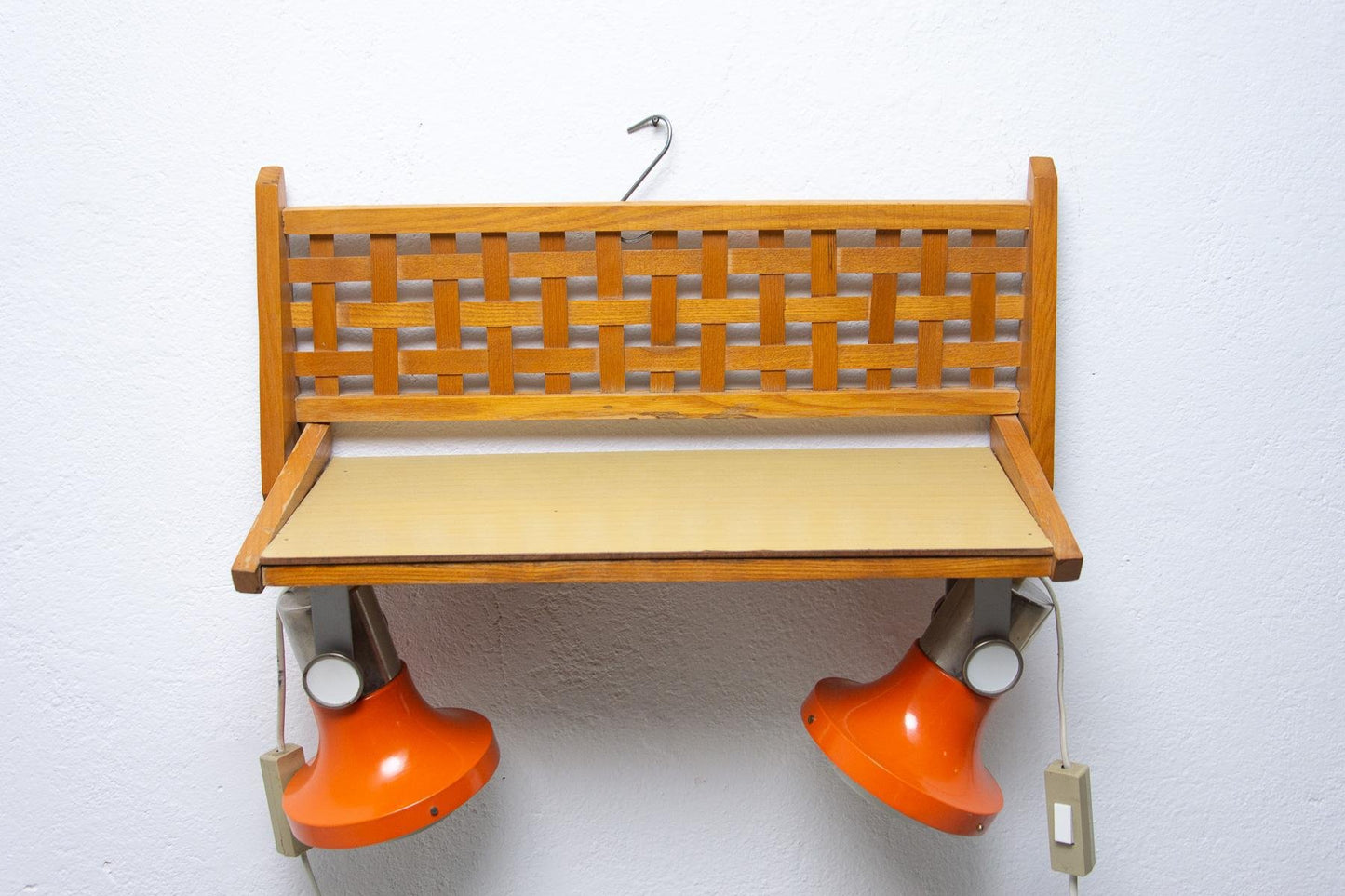 Mid-Century Wall Shelf with Built-in Lamps from ULUV, Czechoslovakia, 1960s