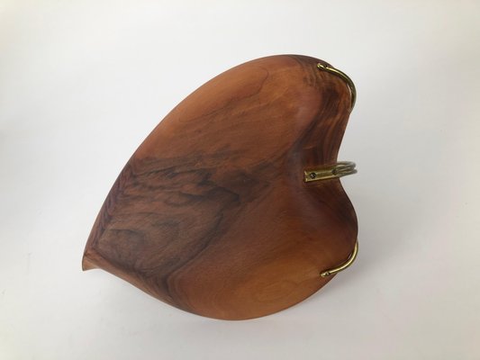 Mid-Century Walnut Bowl in Shape of a Leaf, Austrian, 1950s-BAF-1186838