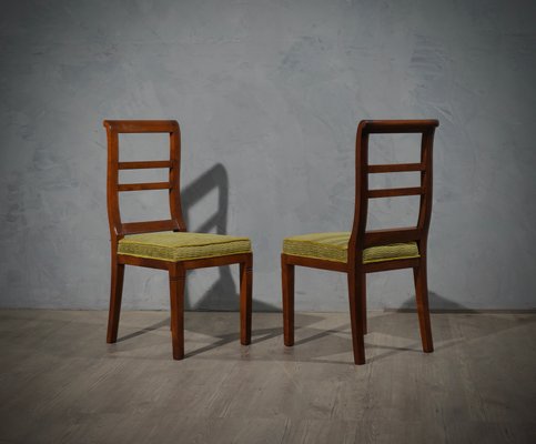 Mid-Century Walnut Brass & Velvet Armchairs, 1950, Set of 2-UH-1180614