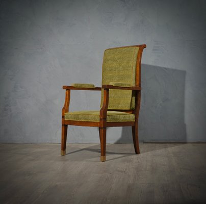 Mid-Century Walnut Brass & Velvet Armchairs, 1950, Set of 2-UH-1180616