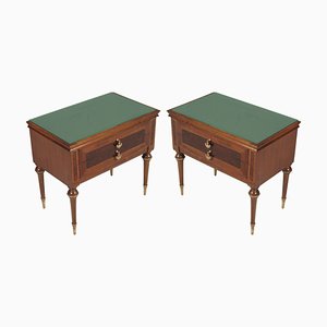 Mid-Century Walnut, Maple, and Brass Nightstands, Set of 2-NJV-577715