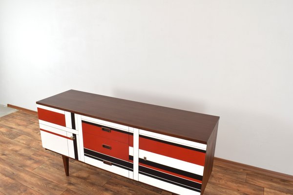 Mid-Century Walnut Sideboard with Hand-Painted Pattern, 1960s-LOT-2032119