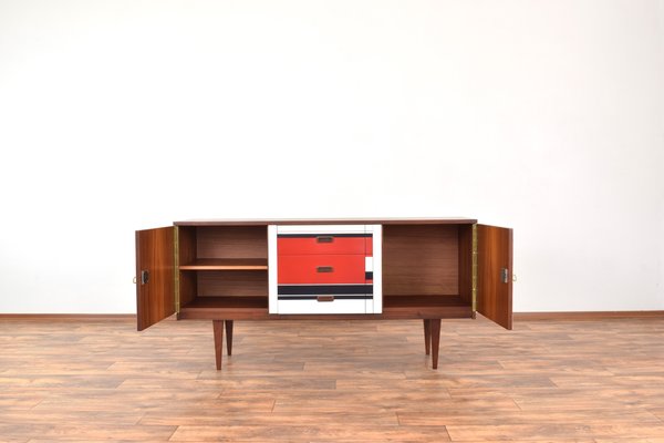 Mid-Century Walnut Sideboard with Hand-Painted Pattern, 1960s-LOT-2032119