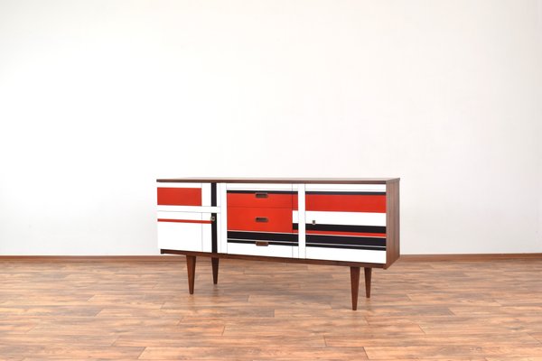 Mid-Century Walnut Sideboard with Hand-Painted Pattern, 1960s-LOT-2032119