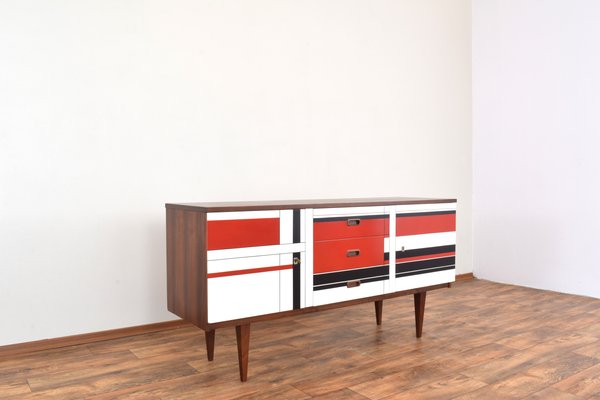 Mid-Century Walnut Sideboard with Hand-Painted Pattern, 1960s-LOT-2032119