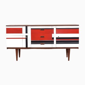 Mid-Century Walnut Sideboard with Hand-Painted Pattern, 1960s-LOT-2032119