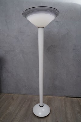 Mid-Century White and Black Murano Glass Floor Lamp, 1950s-UH-729461