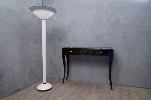 Mid-Century White and Black Murano Glass Floor Lamp, 1950s-UH-729461