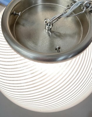 Mid-Century White and Crystal Murano Glass Reticello Light by Mario Botta for Venini, 1970s-JDR-1125605