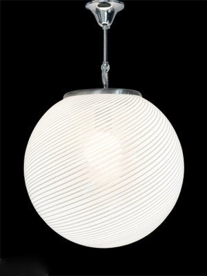 Mid-Century White and Crystal Murano Glass Reticello Light by Mario Botta for Venini, 1970s-JDR-1125605