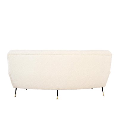 Mid-Century White Boucle Curved Sofa with Five Legs, 1950-UZ-1807452