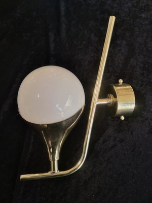 Mid-Century White Brass and Murano Round Art Glass Wall Light, 1950s-UH-1319977