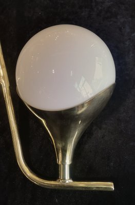 Mid-Century White Brass and Murano Round Art Glass Wall Light, 1950s-UH-1319977