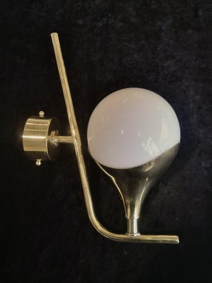 Mid-Century White Brass and Murano Round Art Glass Wall Light, 1950s-UH-1319977