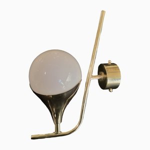 Mid-Century White Brass and Murano Round Art Glass Wall Light, 1950s-UH-1319977