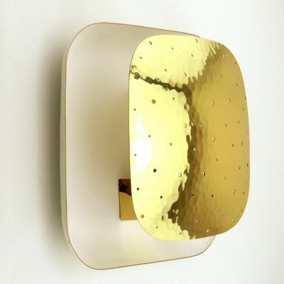 Mid-Century White Brass Wall Light, 1960s-QBR-1005478