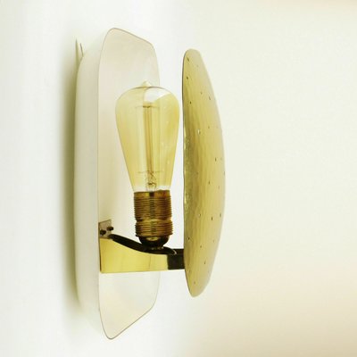 Mid-Century White Brass Wall Light, 1960s-QBR-1005478