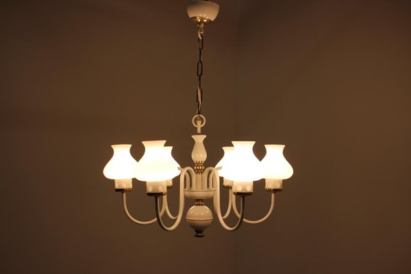 Mid-Century White Chandelier from Lidokov, 1960s-TZ-602216