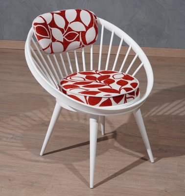 Mid-Century White Circle Chair by Yngve Ekström, Sweden, 1960s-UH-1065480