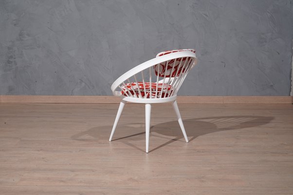 Mid-Century White Circle Chair by Yngve Ekström, Sweden, 1960s-UH-1065480