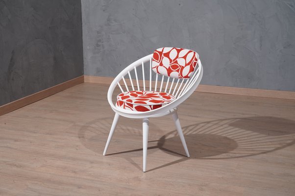 Mid-Century White Circle Chair by Yngve Ekström, Sweden, 1960s-UH-1065480