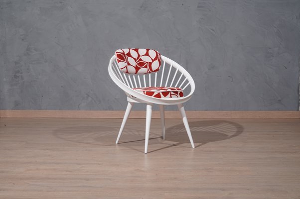 Mid-Century White Circle Chair by Yngve Ekström, Sweden, 1960s-UH-1065480