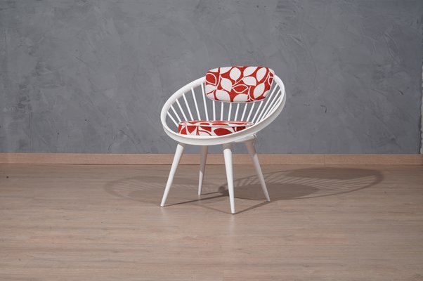 Mid-Century White Circle Chair by Yngve Ekström, Sweden, 1960s-UH-1065480