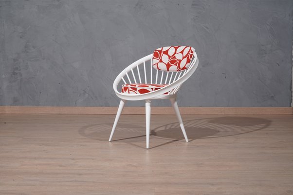 Mid-Century White Circle Chair by Yngve Ekström, Sweden, 1960s-UH-1065480