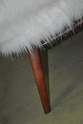 Mid-Century White Faux Fur Lounge Chair, 1950s Set of 2-OXJ-1194140