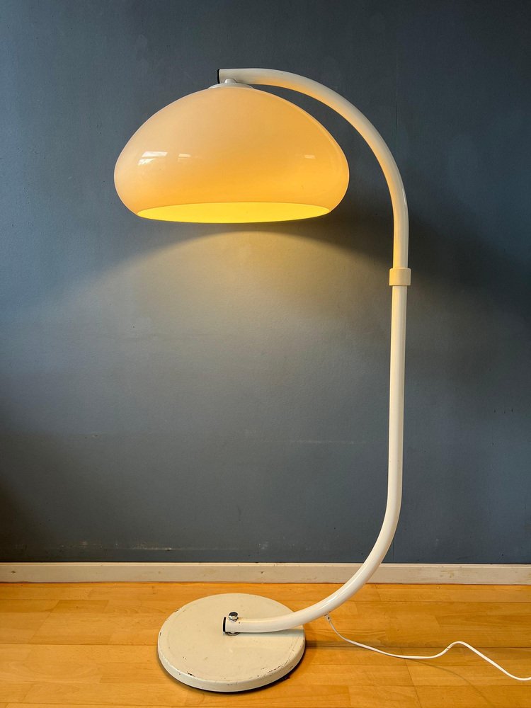 Mid-Century White Flexible Snake Mushroom Floor Lamp from Dijkstra