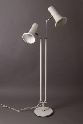 Mid-Century White Floor Lamp in Brass-ESB-1376628