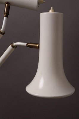 Mid-Century White Floor Lamp in Brass-ESB-1376628