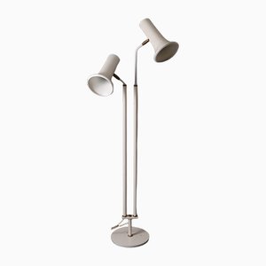 Mid-Century White Floor Lamp in Brass-ESB-1376628