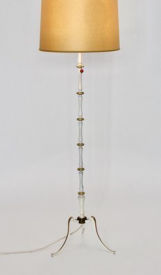 Mid-Century White Golden Metal Floor Lamp, Italy, 1950s-NB-1335570