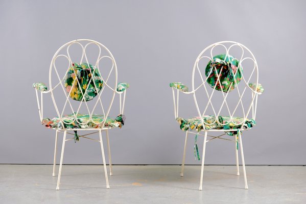 Mid-Century White Iron Chairs, 1960s, Set of 2-CIP-938359