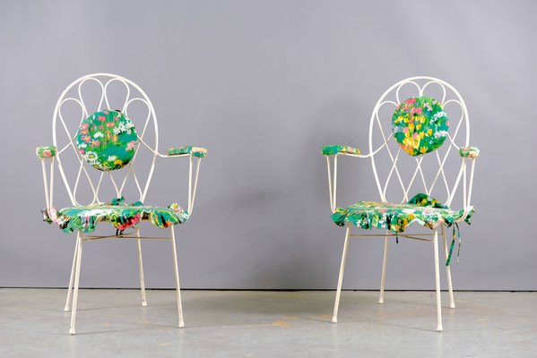 Mid-Century White Iron Chairs, 1960s, Set of 2-CIP-938359