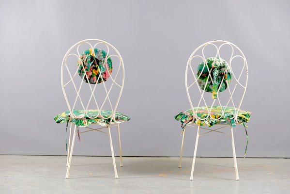 Mid-Century White Iron Chairs, 1960s, Set of 2-CIP-938363