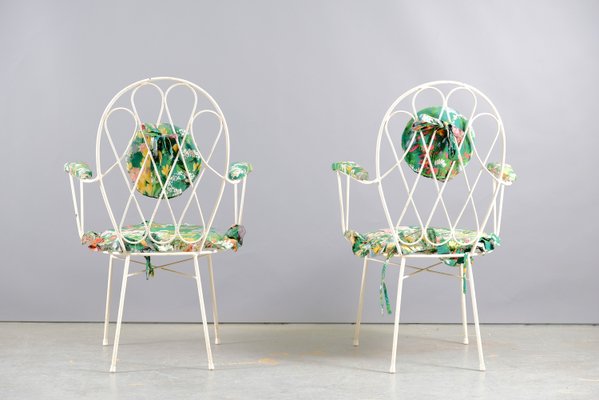 Mid-Century White Iron Chairs, 1960s, Set of 2-CIP-938359